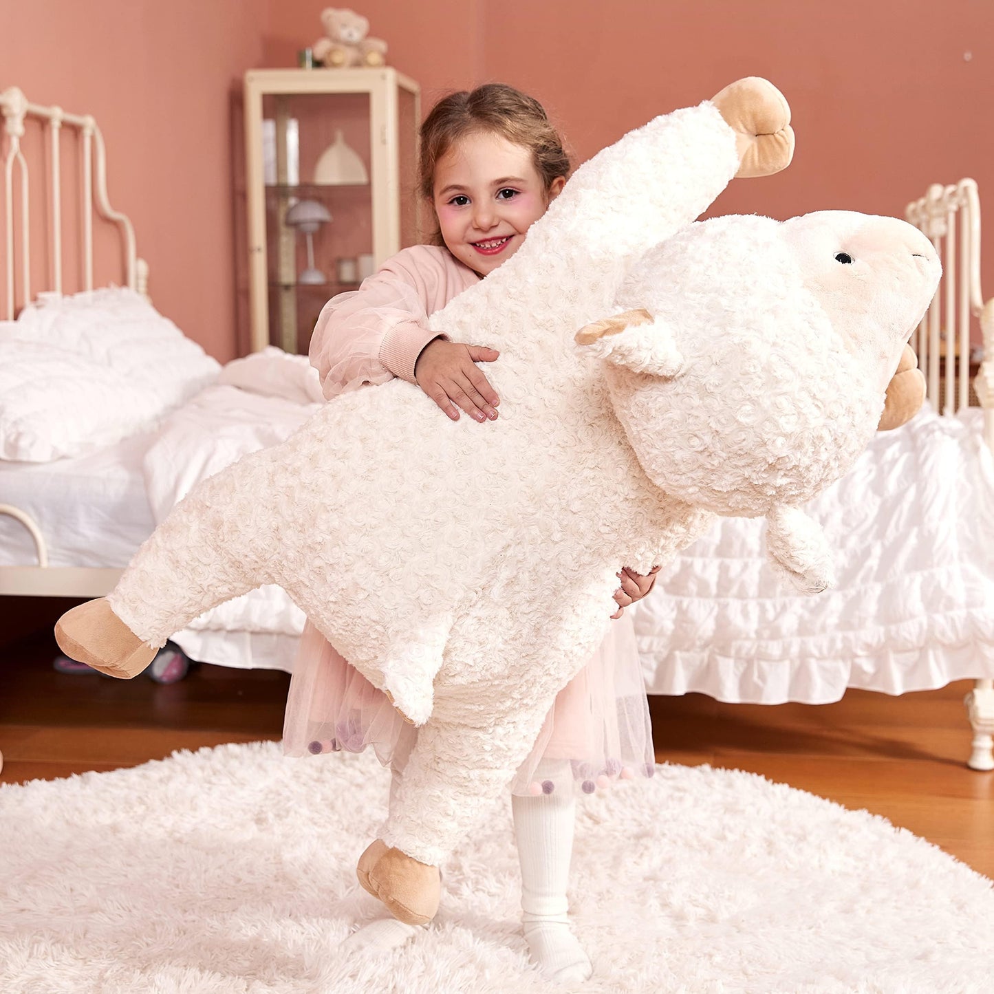 IKASA Large Sheep Plush Toy - 30" Jumbo Soft Stuffed Animal, Cute Polyester Lamb for Kids, Model 6636612