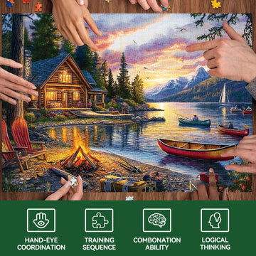 Jigsaw Puzzle for mature-themeds 500 Pieces - 500 Piece Puzzle with Scenic Cabin Interlocking mature-themed Puzzles Letter Clues 1:1 Poster Home Decor Gift | 20.5 x 15 in