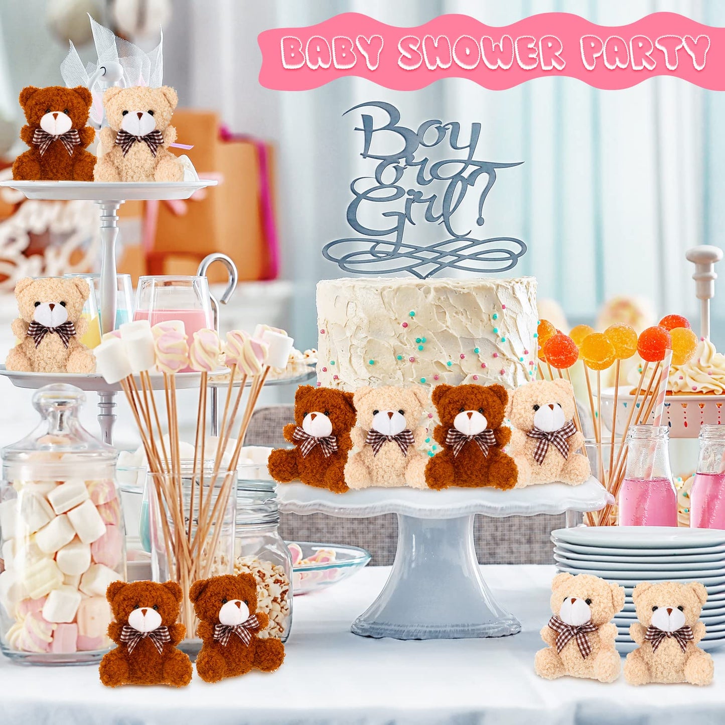 Hungdao 100 Pcs Mini Plush Bears Toys Bulk Brown 3.2 Inch Small Stuffed Plush Bears Cute Soft Tiny Stuffed Animal Toy Gifts For Diy Keychain Birthday Baby Shower Wedding Valentine‘S Day Party Favors