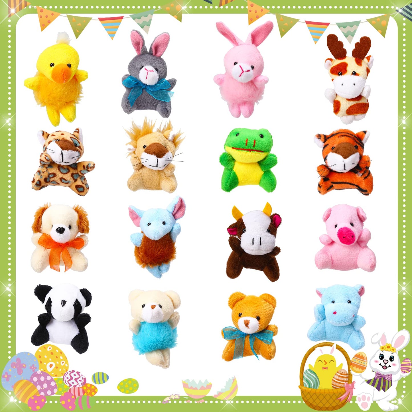 Thinkmax 16 Pcs Easter Eggs Filled With Mini Plush Animals Toy For Easter Basket Stuffers/Fillers, Easter Eggs Hunt, Easter Part