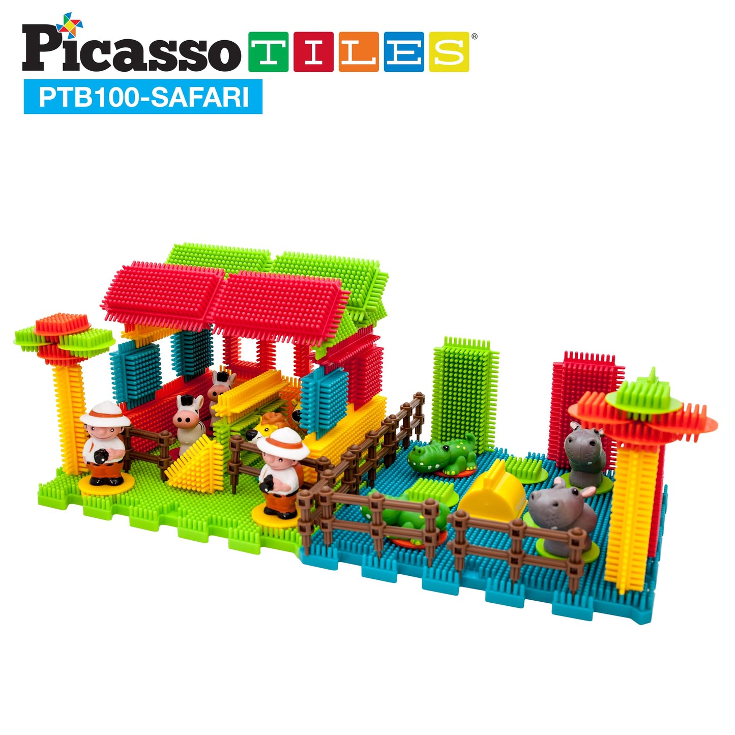 Picasso Toys Ptb100 100Pcs Hedgehog Block 3D Building Blocks Tiles Safari Theme Set Learning Playset Stem Toy Set Educational Ki