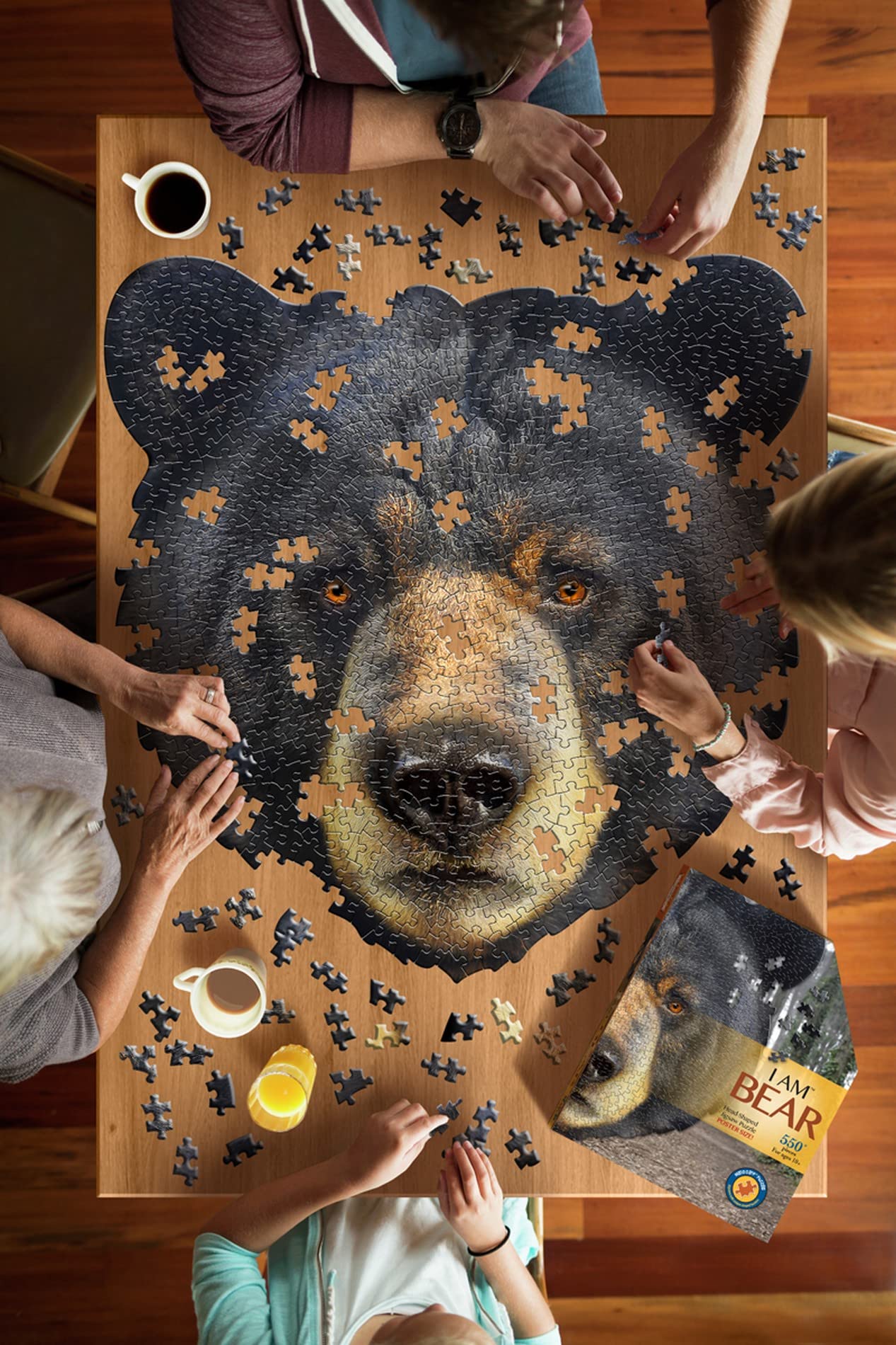 Madd Capp Puzzles - I Am Bear - 550 Pieces - Animal Shaped Jigsaw Puzzle, 27Inx26In, Black