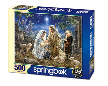 Springbok 500 Piece Jigsaw Puzzle - Let Us Adore Him Nativity Scene, Multi, Engineered Wood, Model 34-01586