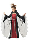 Girls Vampire Halloween Costume ? Gothic Outfit With Velvet Dress, Mesh Wings & Stand-Up Collar Small (6-8)