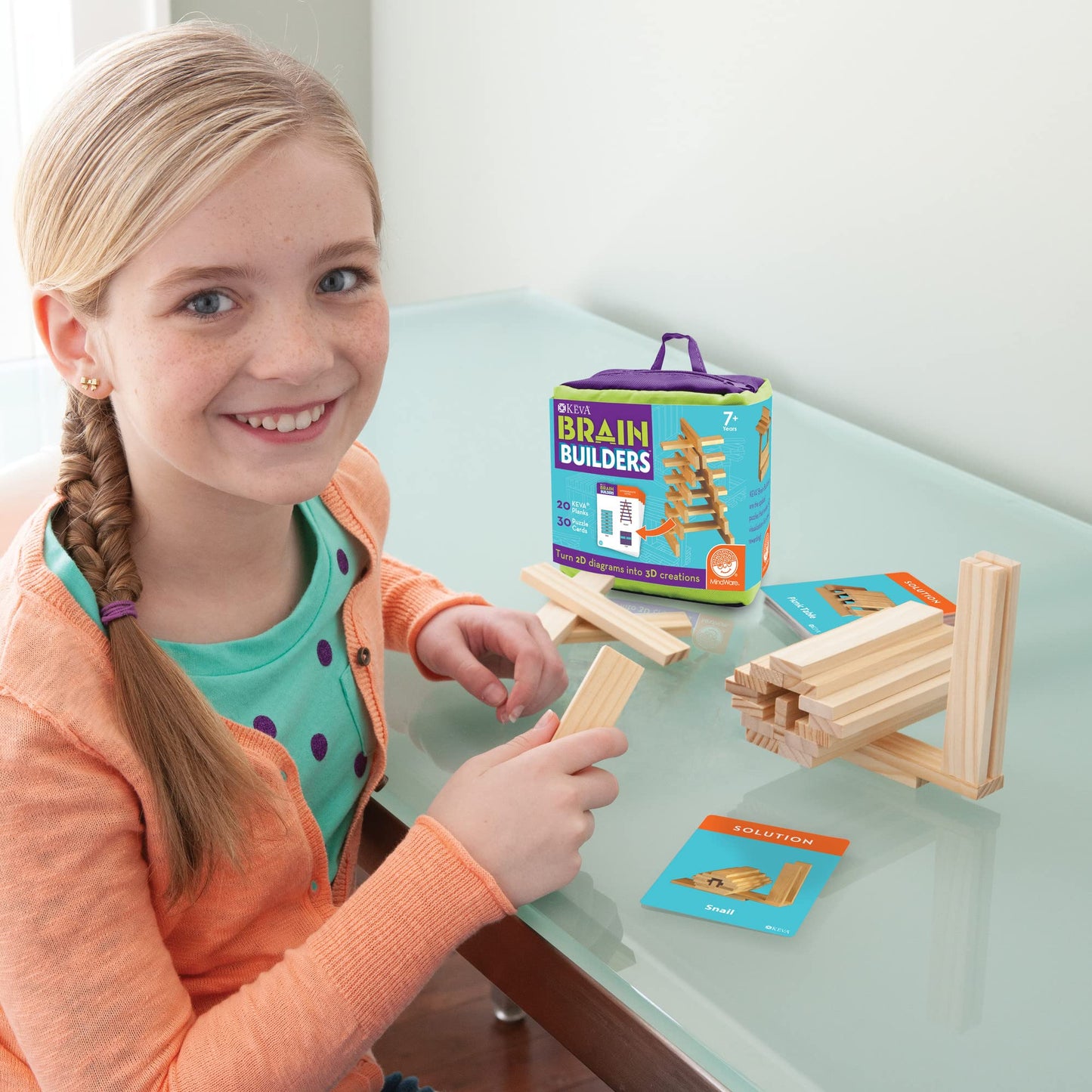 Mindware Keva Brain Builders Set Of 2: Original Keva Brain Builders And Keva Brain Builders Junior – Great Addition To Stem Building Toys And Classroom Games – 40 Planks & 70 Puzzles Total