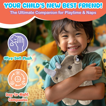Forest & Twelfth 12'' Stuffed Rhinoceros Plush, Heirloom Collection Stuffed Animal, Premium Materials, Best Gift For Kids Age 3+