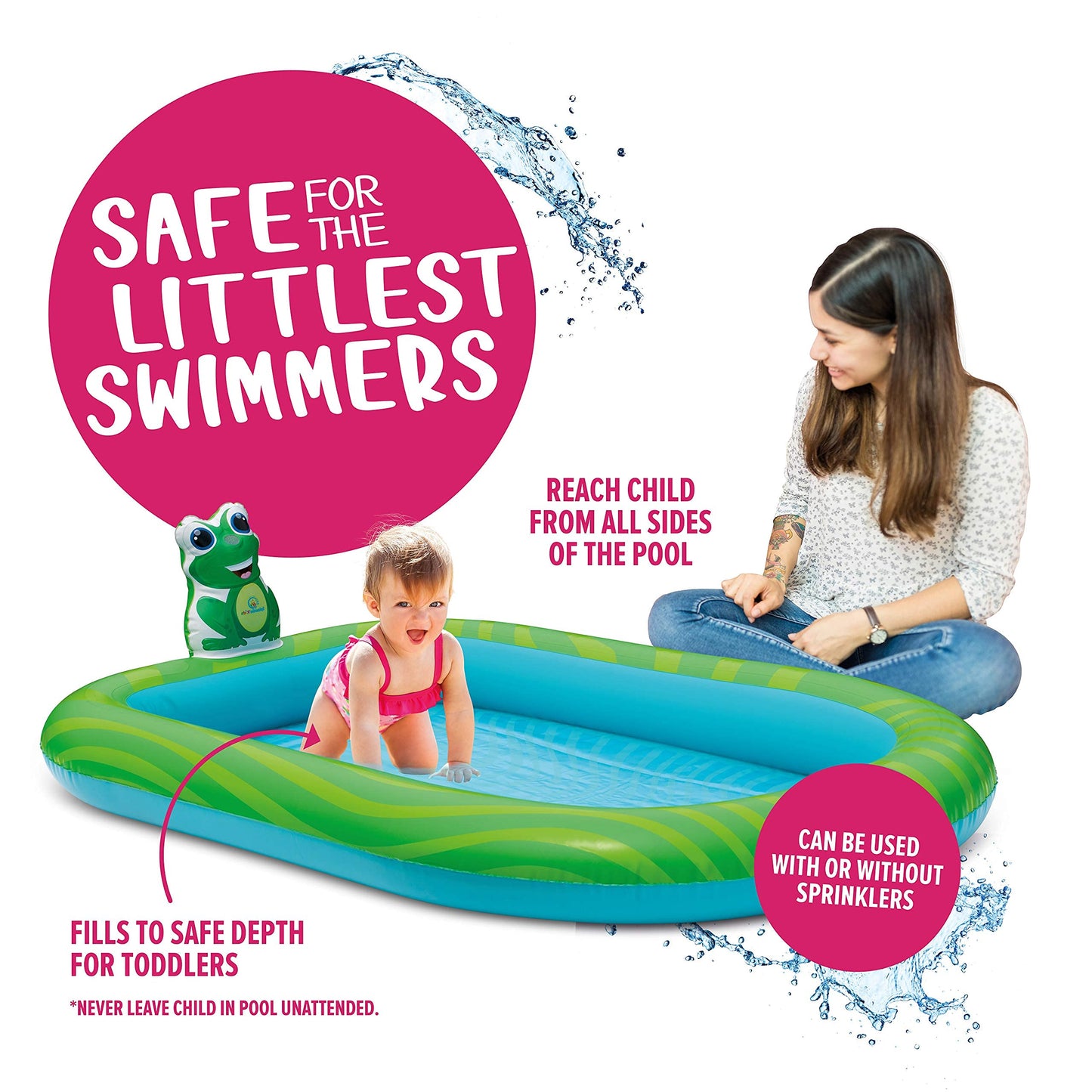 Splashin'Kids 3 In 1 Inflatable Sprinkler Pool For Kids, Baby Pool, Kiddie Pool, Toddlers Wading Swimming Water Outdoor Toys Babies Boys Girls Small (Small And Large Size)