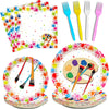 96 Pcs Art Plates And Napkins Party Supplies Paint Tableware Set Painting Theme Party Decorations Favors For Art Paint Birthday