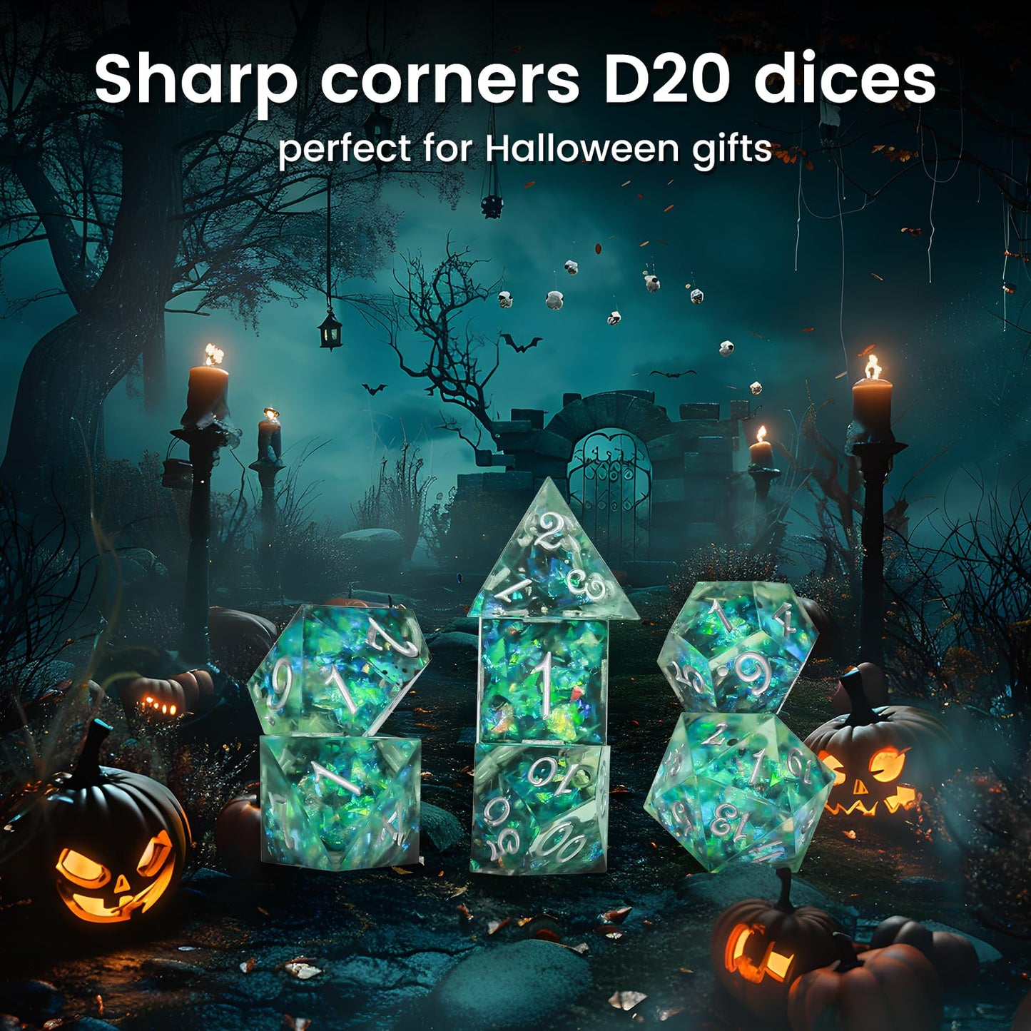 Oricraft Green Magic Dice Dnd Dice Set Dungeons And Dragons Polyhedral Role Playing Gaming Dices Green Underwater World D20 Dice