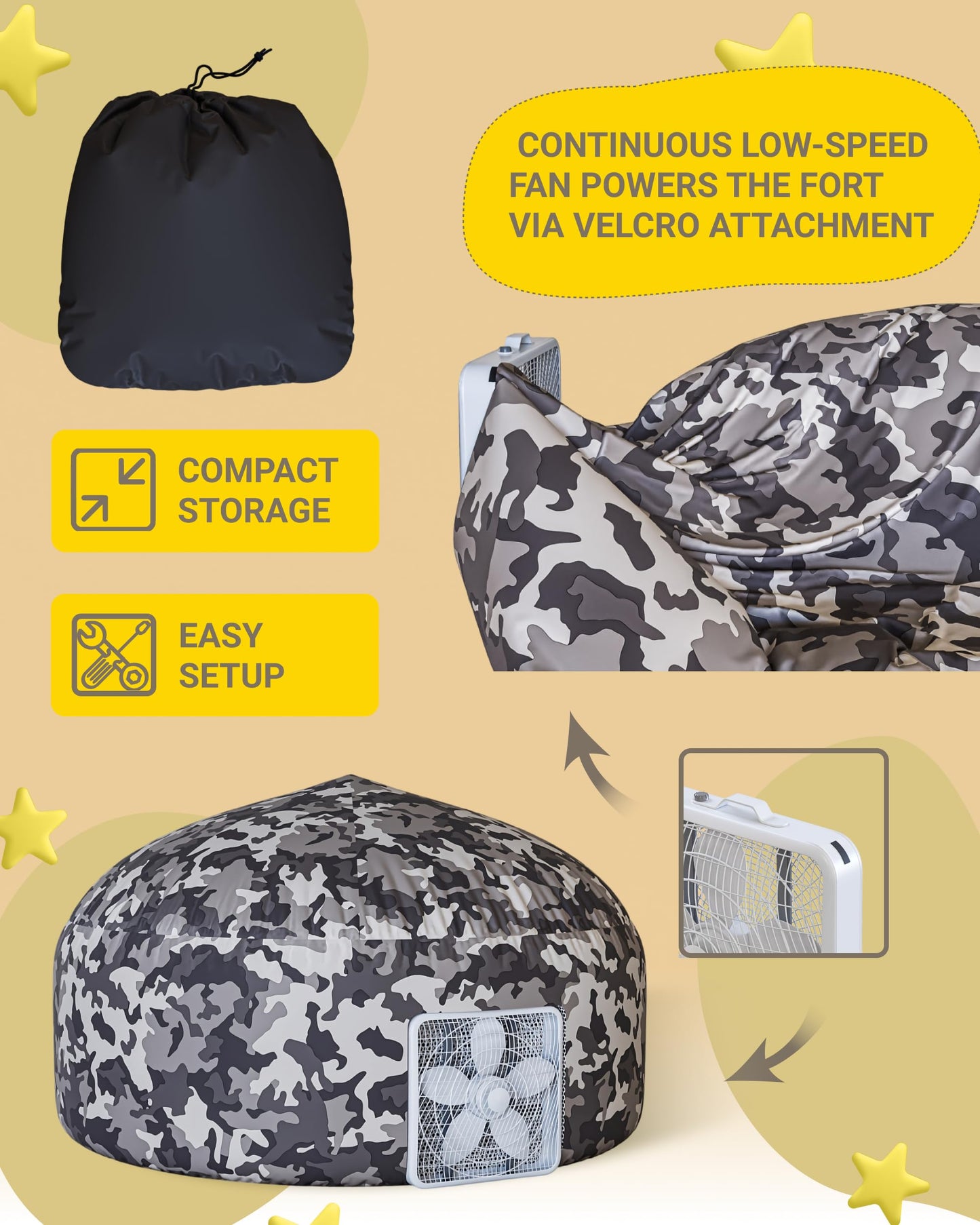 Skywin Inflatable Tent for Kids, Camo Dark Grey, 1 Pack, Durable Polyester, Easy Setup, Model SW-233-ATCDGNT