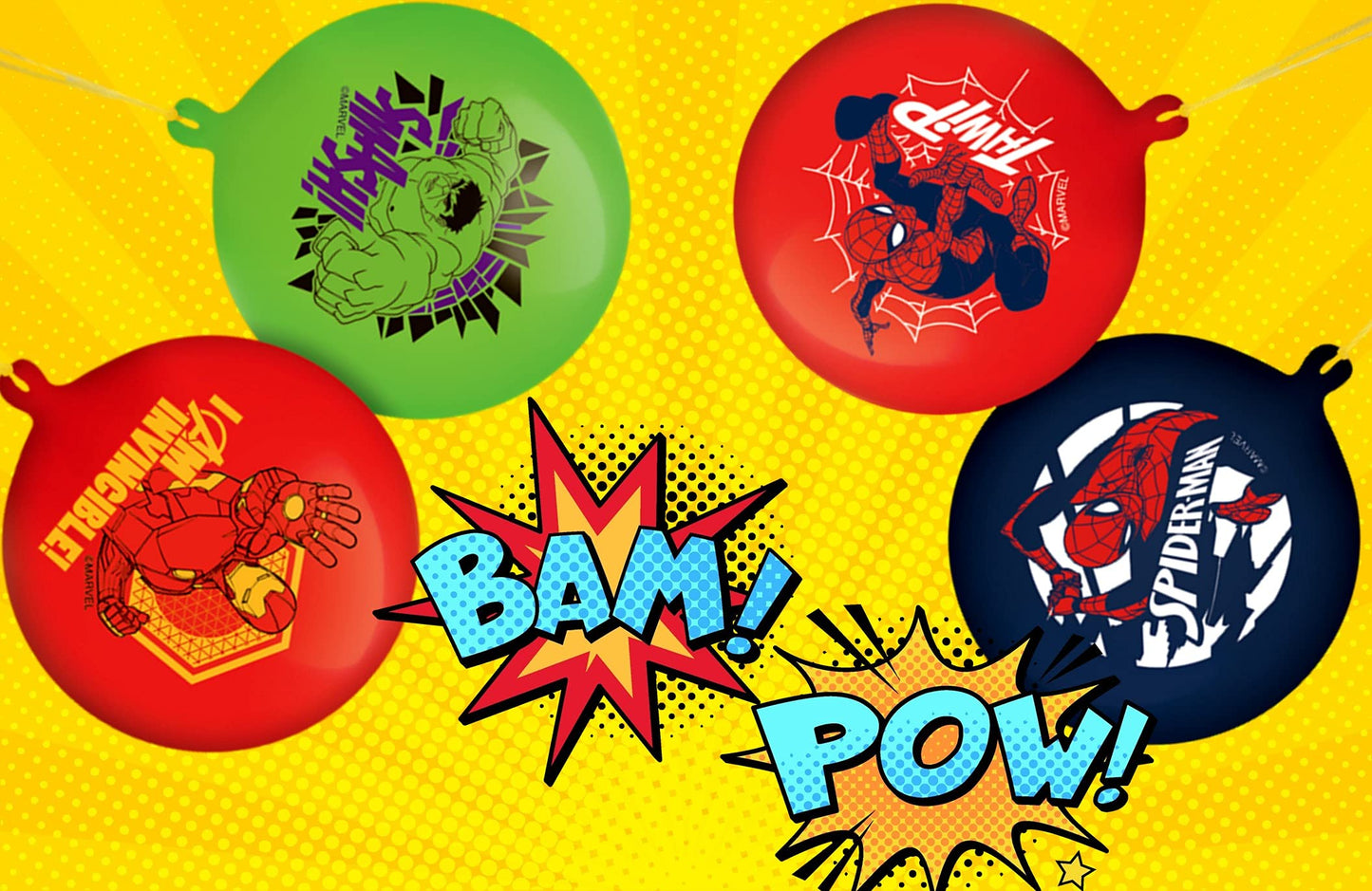 JA-RU Punch Balloons for Kids - 1 Pack of 2 Inflatable Rubber Toys, Marvel Avengers & Spiderman, Fun Birthday Decorations, Punch Balloon