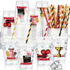 Foldtier 50 Pcs Movie Night Cups 12 Oz Disposable Plastic Cups With Straws And Lids Cinema Clear Cup Birthday Cups Supplies Birt
