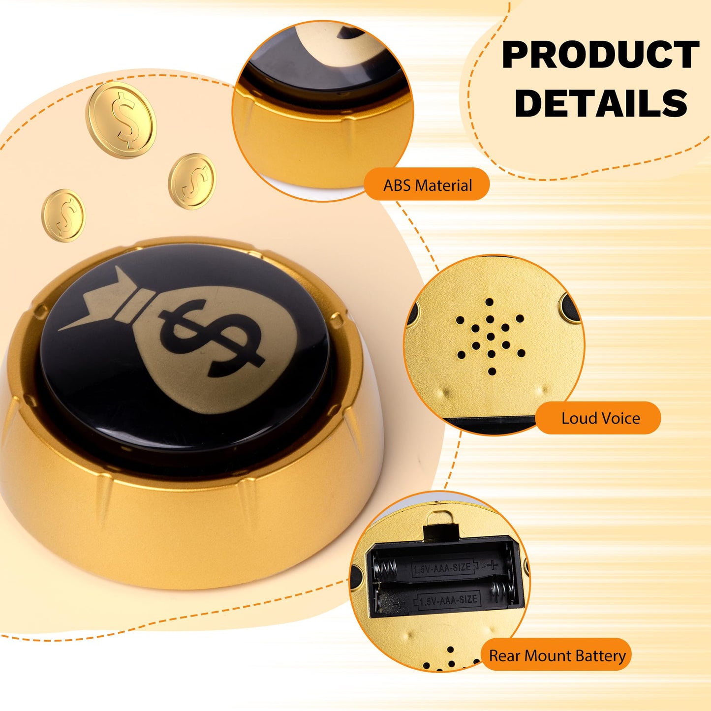 Refarico Funny Button With Sound Effects, Dollar Button For Quiz Competition And Family, Button Desk Accessories, Gag Gifts For