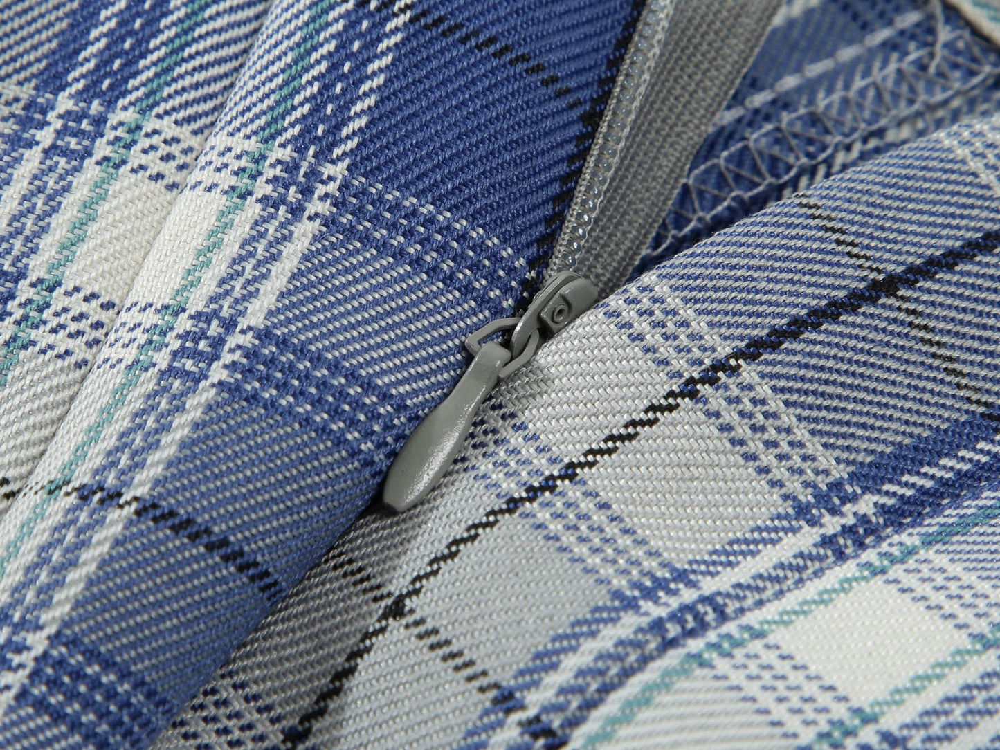 Womens Short Pleated Plaid Costumes Skirt(Blue White Mixed Light Blue,2Xl)