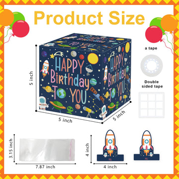 Outer Space Birthday Money Box for Cash, Cool Birthday Gifts for Kids Boys Girls, Space Surprise Money Box Gifts, Cool Space Par