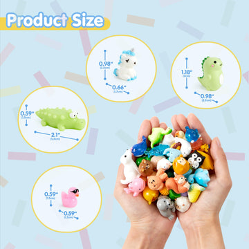 Joyin 50 Pcs Mini Resin Animals Figures, Mix Resin Animal Figurines For Cute Garden Decorations, Slime Charms For Crafts, Diy Mi