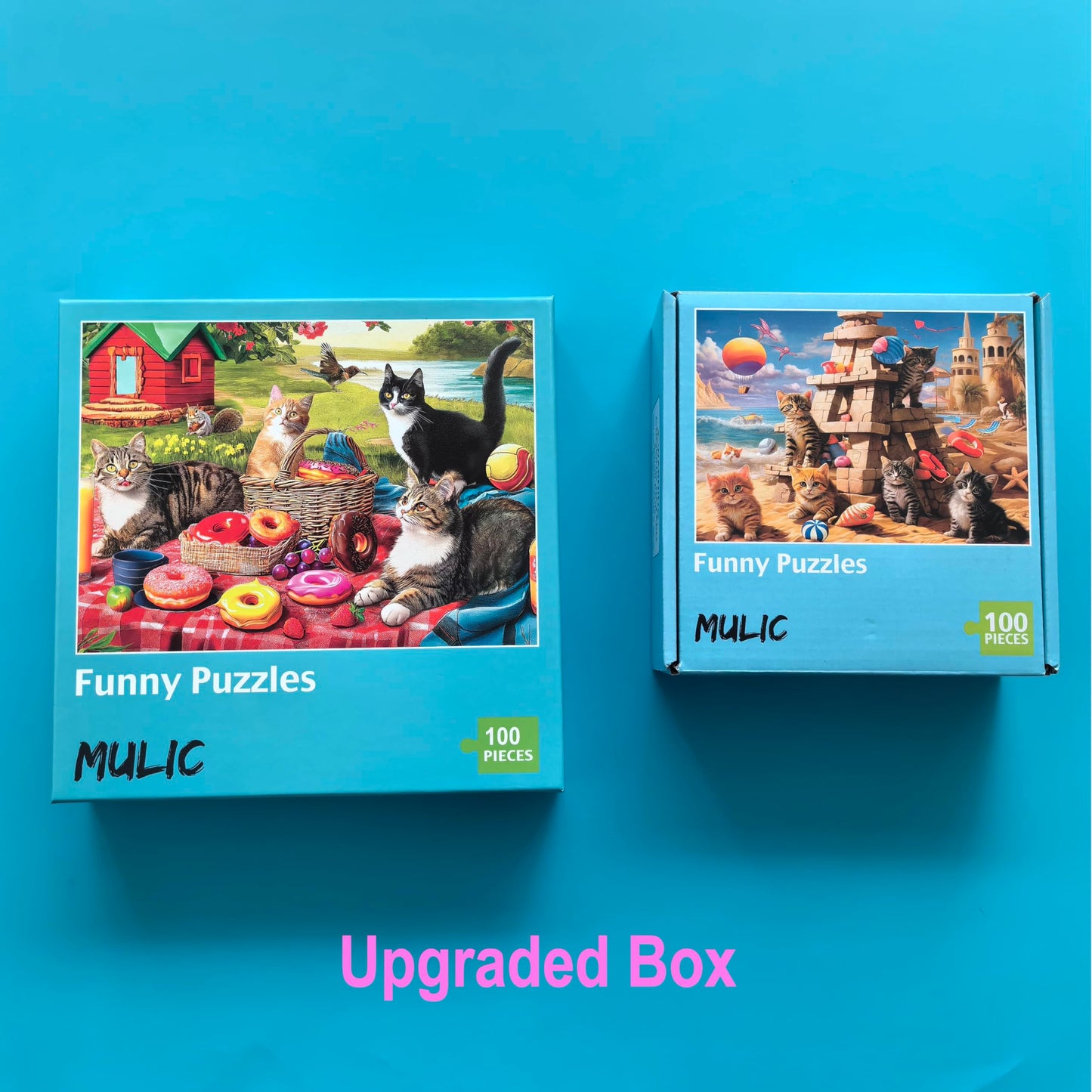 100 Pieces Jigsaw Puzzles For Adults - Cat Puzzles For Kids Ages 6-8 8-10 10-12 - Picnic Kittens And Donuts