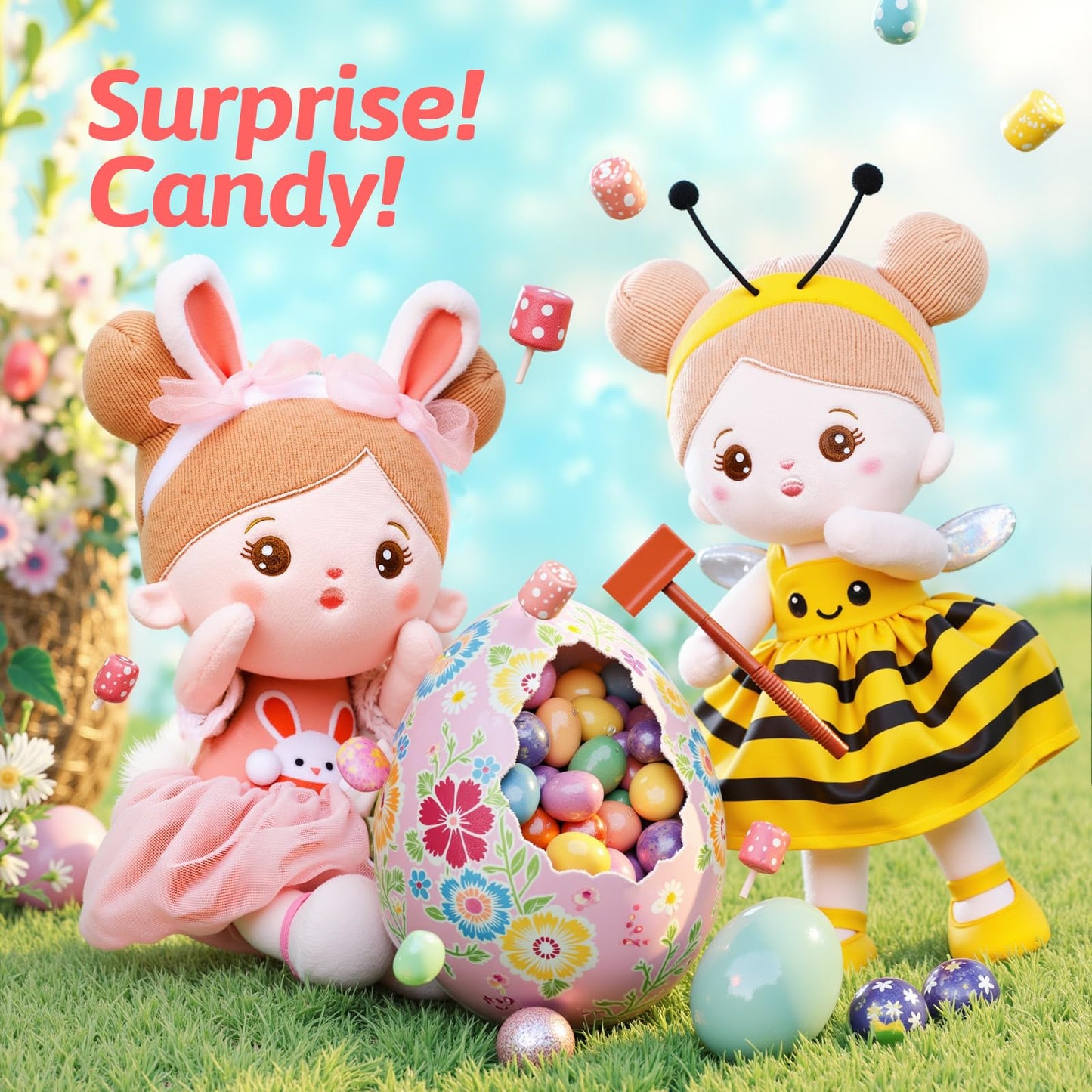Ouozzz Soft Baby Doll For Girls - My First Baby Doll Birthday Gifts For Girls Plush Rag Dolls Bunny Pink Dress Toy For Toddlers Kids Infants 15'