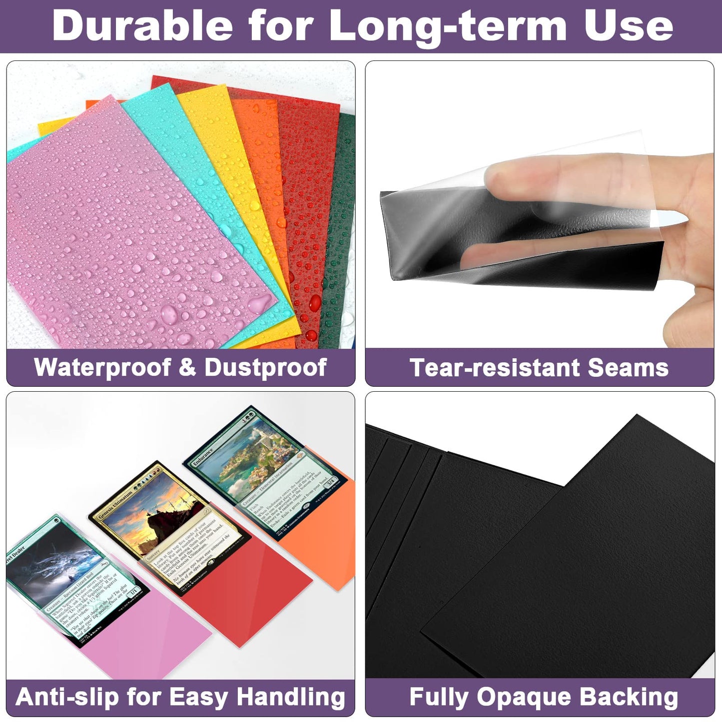 Purple Mtg Card Sleeves 200 Pack, Standard Card Sleeves Sturdy Mtg Sleeves Matte Back Finish, Perfect Shuffling - Protect All Yo