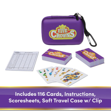 Five Crowns Travel Case Bundle, Cards, Scorecard Included - Card Game For Kids And Adults, Family Game Night, The Game Isn? Over