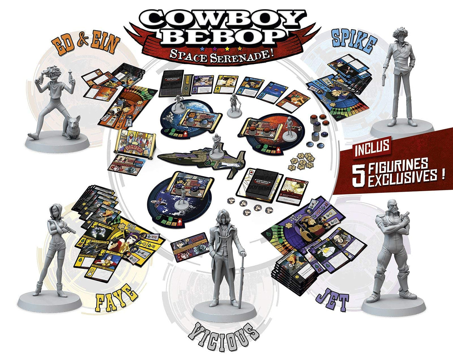 Japanime Games Cowboy Bebop: Space Serenade | From The Creator Of Harmonies | Cooperate To Take Down Vicious | 1-4 Players | Ages 14+ | 30-90 Min Play Time