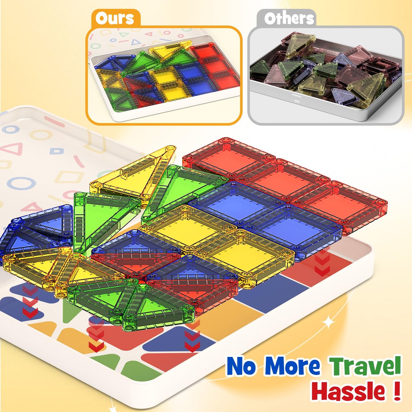 Gamcrown Magnetic Building Toys STEM Magnet Travel Construction Set with Storage Box - Educational Birthday Gifts for Boys & Girls Magnetic Building Toys for 3-8 Year Olds(40 PCS)