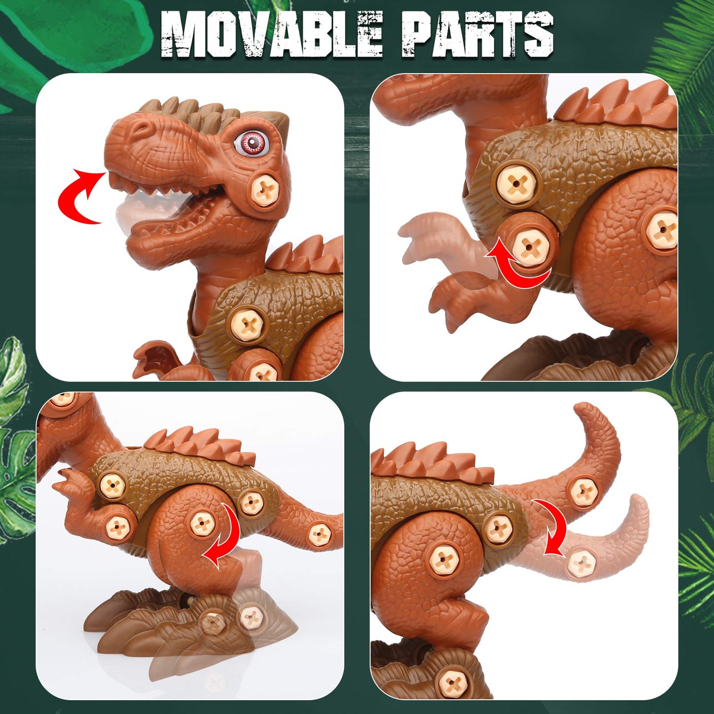 Sanlebi Toy for 4 5 6 7 Year Old Boys Take Apart Dinosaur Toys for Kids Building Toy Set with Electric Drill Construction Engine