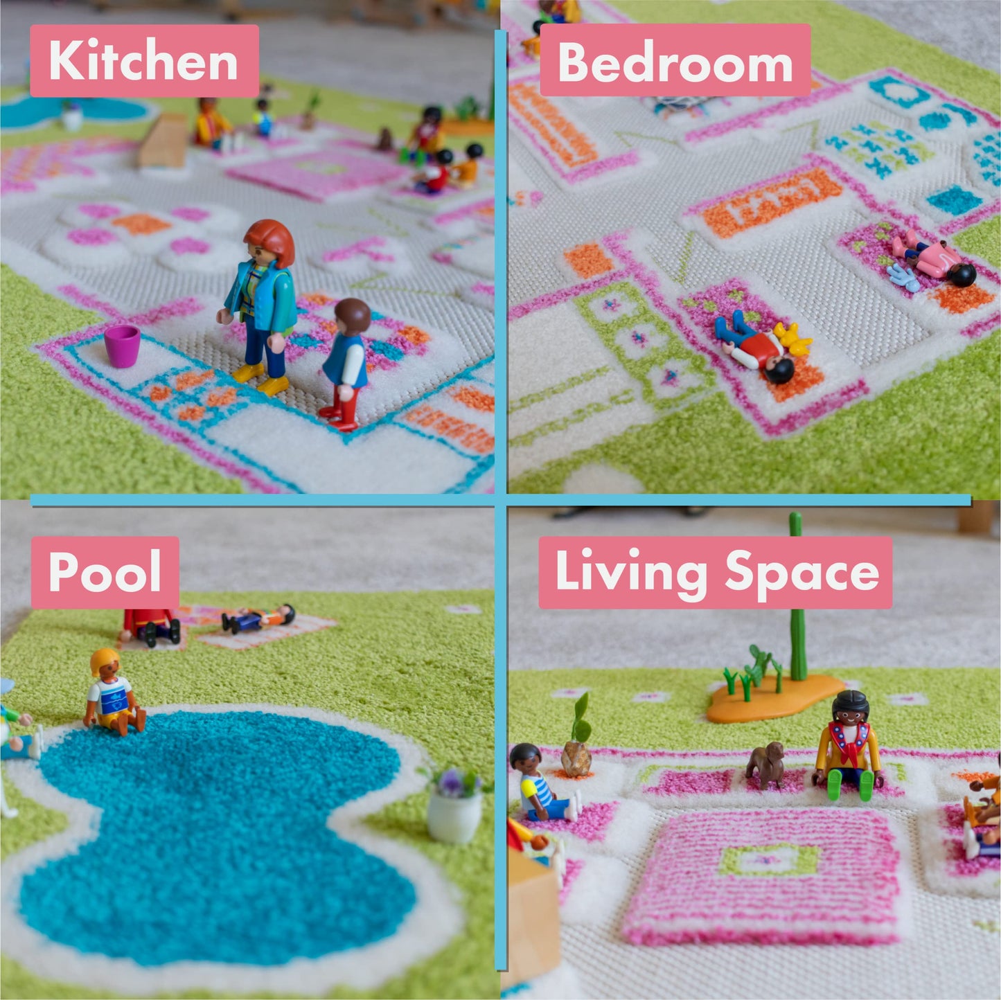 Ivi Playhouse 3D Montessori Play Mat, Non-Toxic, Stain Resistant, Educational Activity Toys For Girls