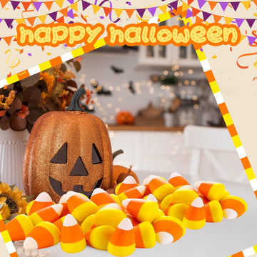 Deekin 100 Pcs Candy Corn Stress Toys Bulk 2.2 Inch Mini Squeezy Toys Novelty Halloween Stress Balls Trick Or Treat Decorations Halloween Party Favors For Kids Adults Birthday Gifts Anxiety Relief