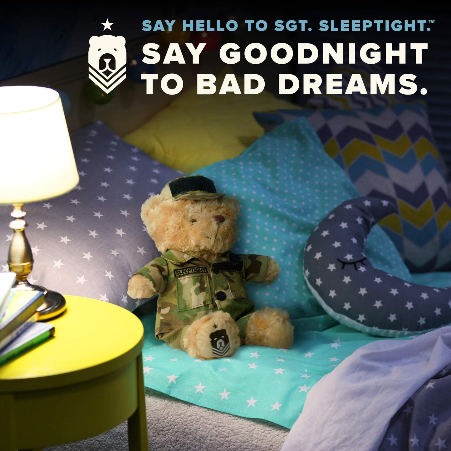Zzz Bears Sgt Sleeptight Army Teddy Bear With Storybook & Sleep System, Comforting Gift For Army Kids, Helps With Bedtime Routin