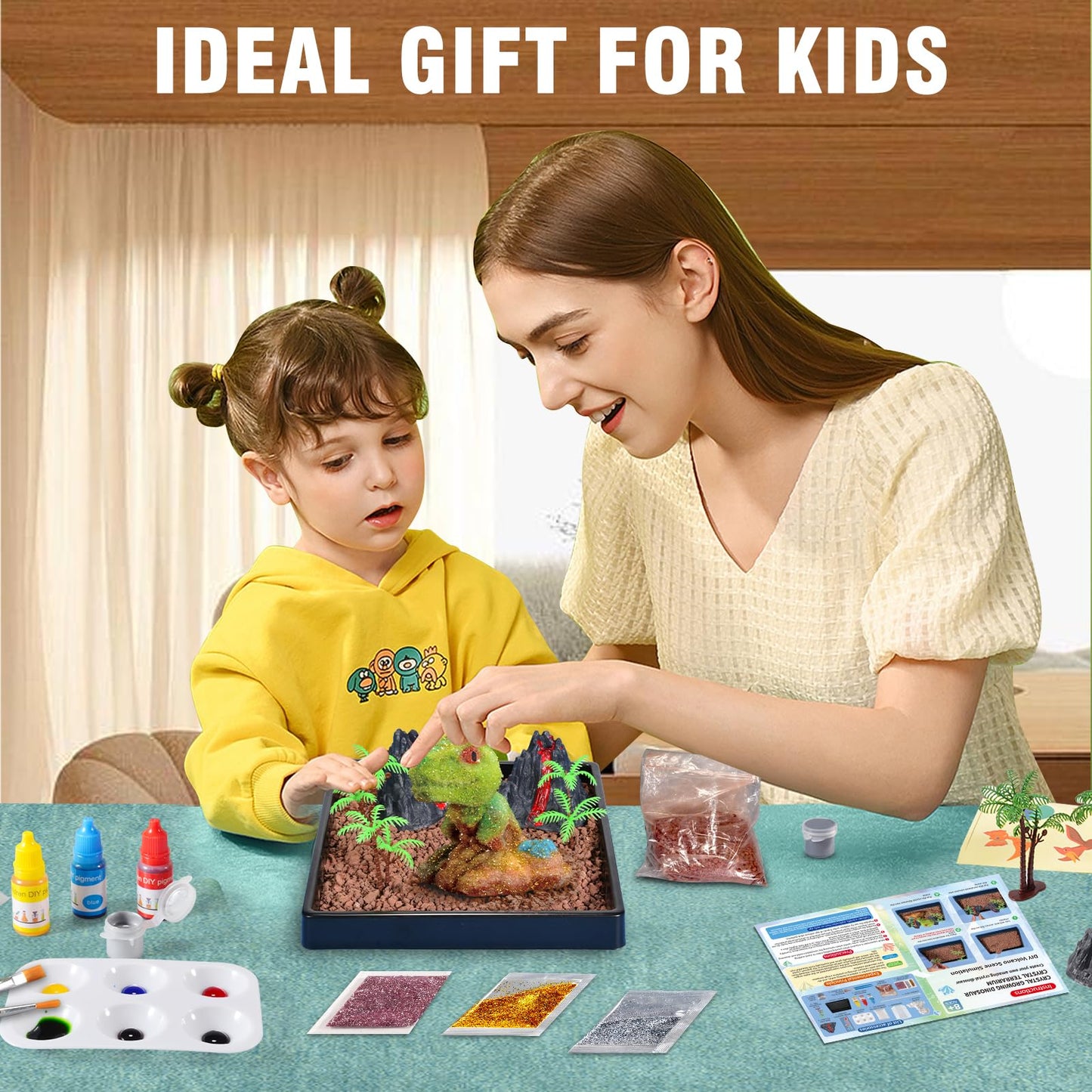 Hamiface Crystal Growing Dinosaur, Crystal Growing Kit Kids Age 8-12, Grow Your Own Crystal Dinosaur Terrarium Kit, Science Expe