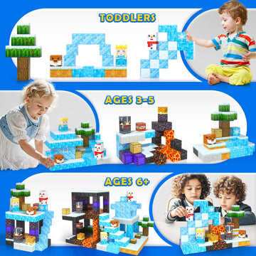 Frozen Toys Magnetic Blocks - Build Mine Magnet World Frozen & Lava Set, Magnetic Tiles Building Blocks Toddler STEM Sensory Out