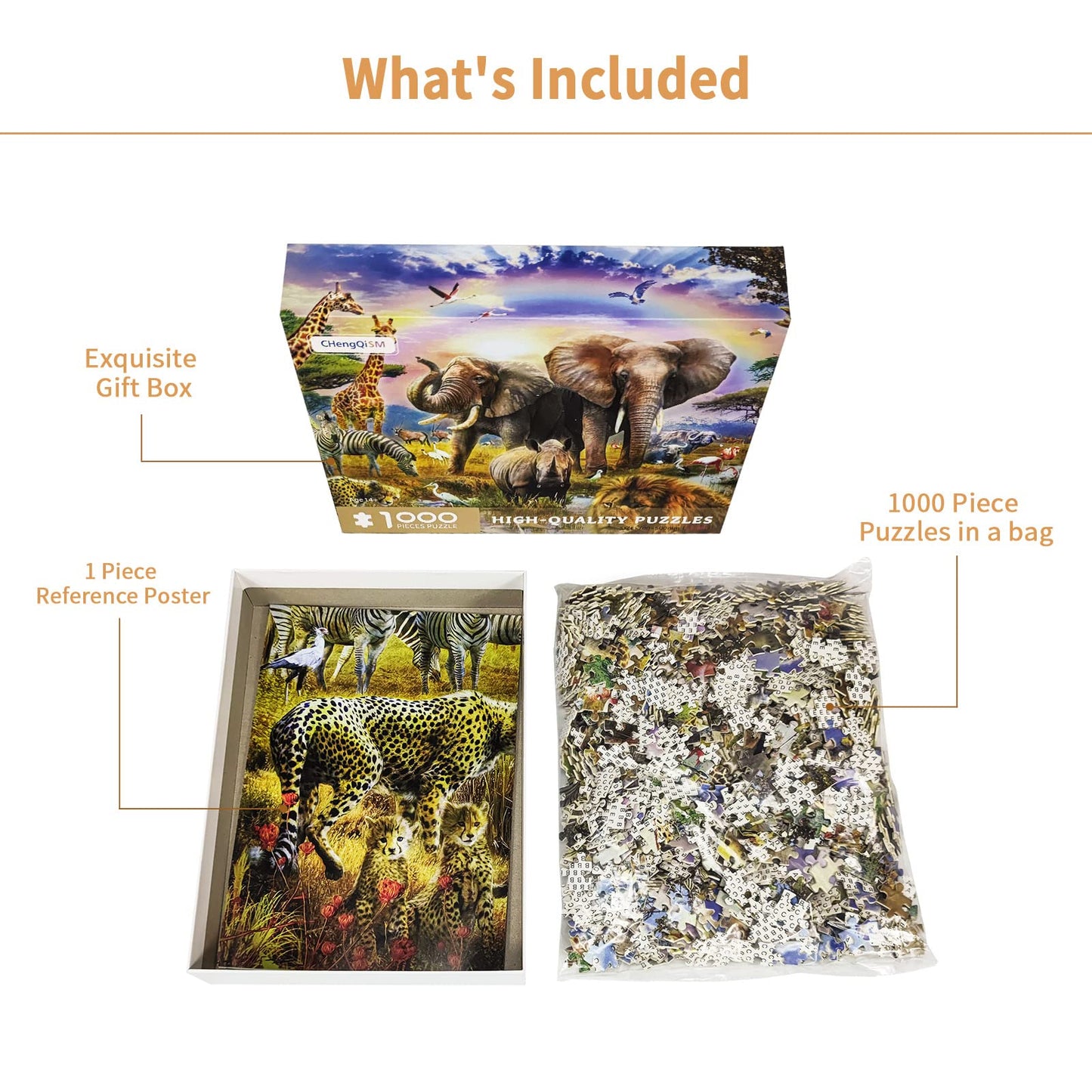 Jigsaw Puzzles 1000 Pieces African Animal Puzzles Animal World Jigsaw Puzzles for mature-themed Teens Kids Jungle Scene Jigsaw Puzzles Game Toy Gift Home Decoration