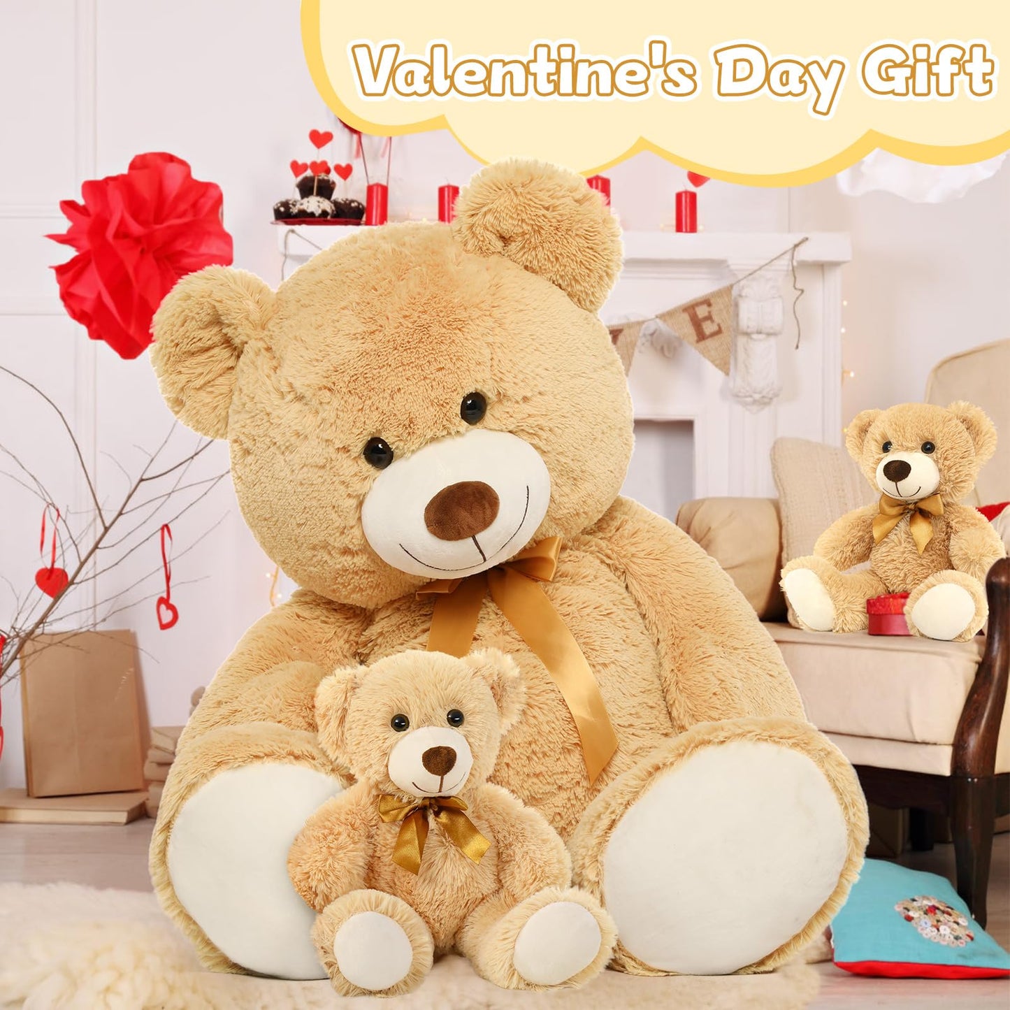 Morismos 39' Giant Teddy Bears With Babies, Large Mom And 2 Baby Bears For Baby Shower, Big Bear Stuffed Plush For Christmas, Valentine'S Day