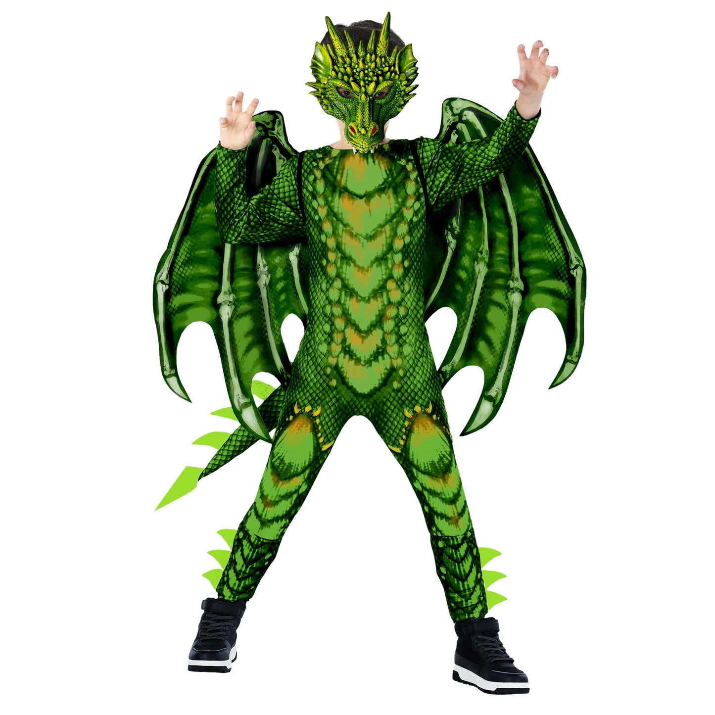 Morph Green Dragon Costume for Kids, Dragon Wing Costumes for Boys, Halloween Costumes Kids, Boys Halloween Costume, Large