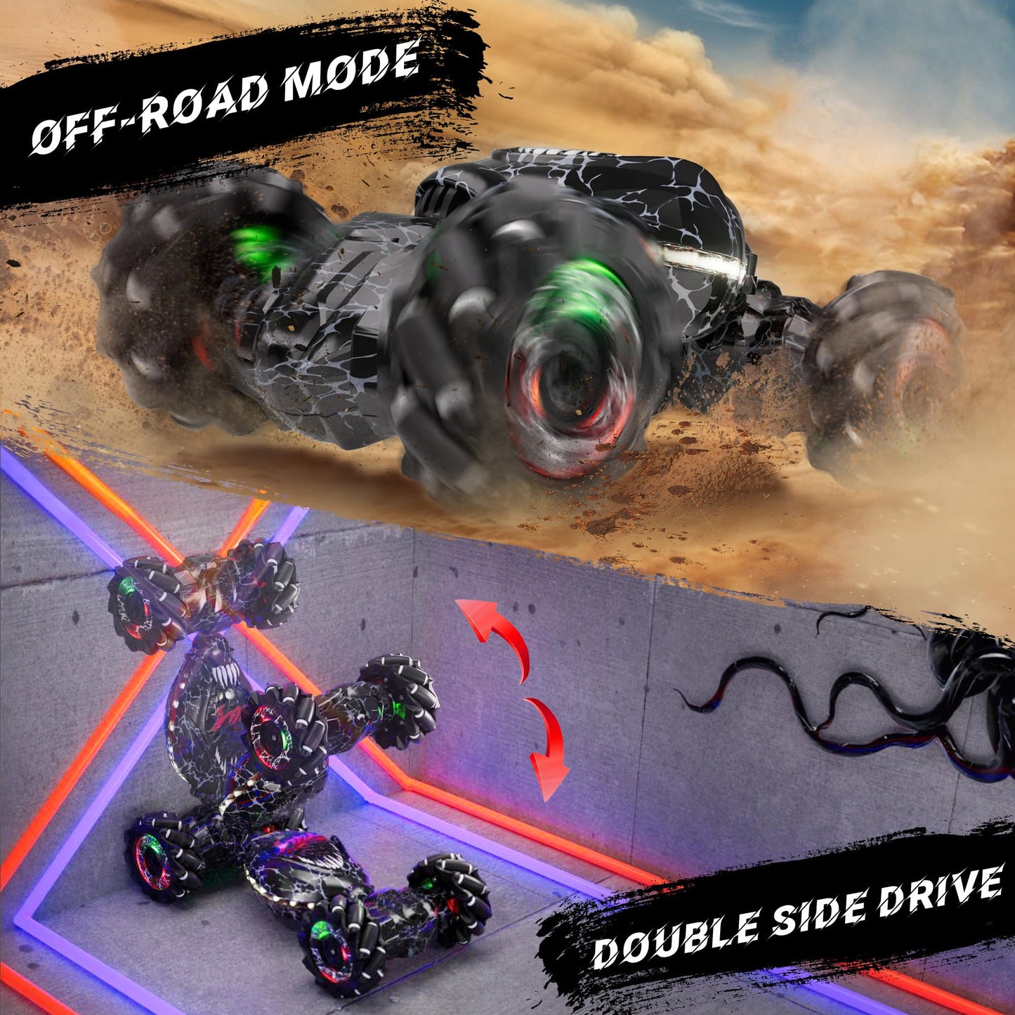 Terucle Remote Control Car, 2.4Ghz 4WD Gravity Gesture Sensing RC Cars, Monster RC Stunt Twist Car Kids Toys for 5-7 yr Boys & G