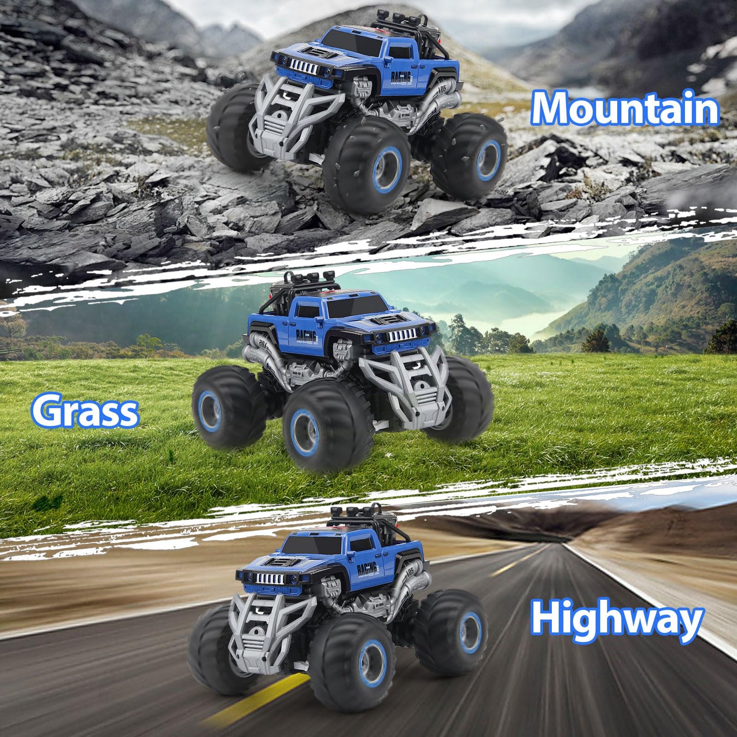 MYDOVA Remote Control Monster Truck 2.4GHz Remote Control Car, RC Monster Truck 2 Battery 80 Mins+,1:16 Scale Indoor Outdoor All