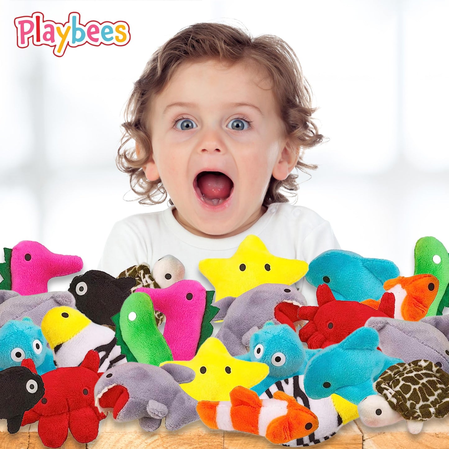 Playbees Assorted Sea-Life Plush Toys - 24 Pack - 3 Inch Soft & Cuddly Stuffed Animals For Kids, Babies, And Adults - Ideal For
