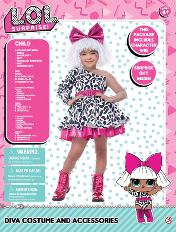 California Costumes L.O.L Surprise! Diva, Child Costume, X-Small, White/Black/Pink (3022-102)