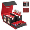 MTG Deck Box with Commander Display -protected designed Design 5 in 1 Trading Card Storage Box Fit 400 Double-sleeved Cards Card Deck Case for TCG/Sports Cards with 4 Magnetic Card Holders (Black&Red)