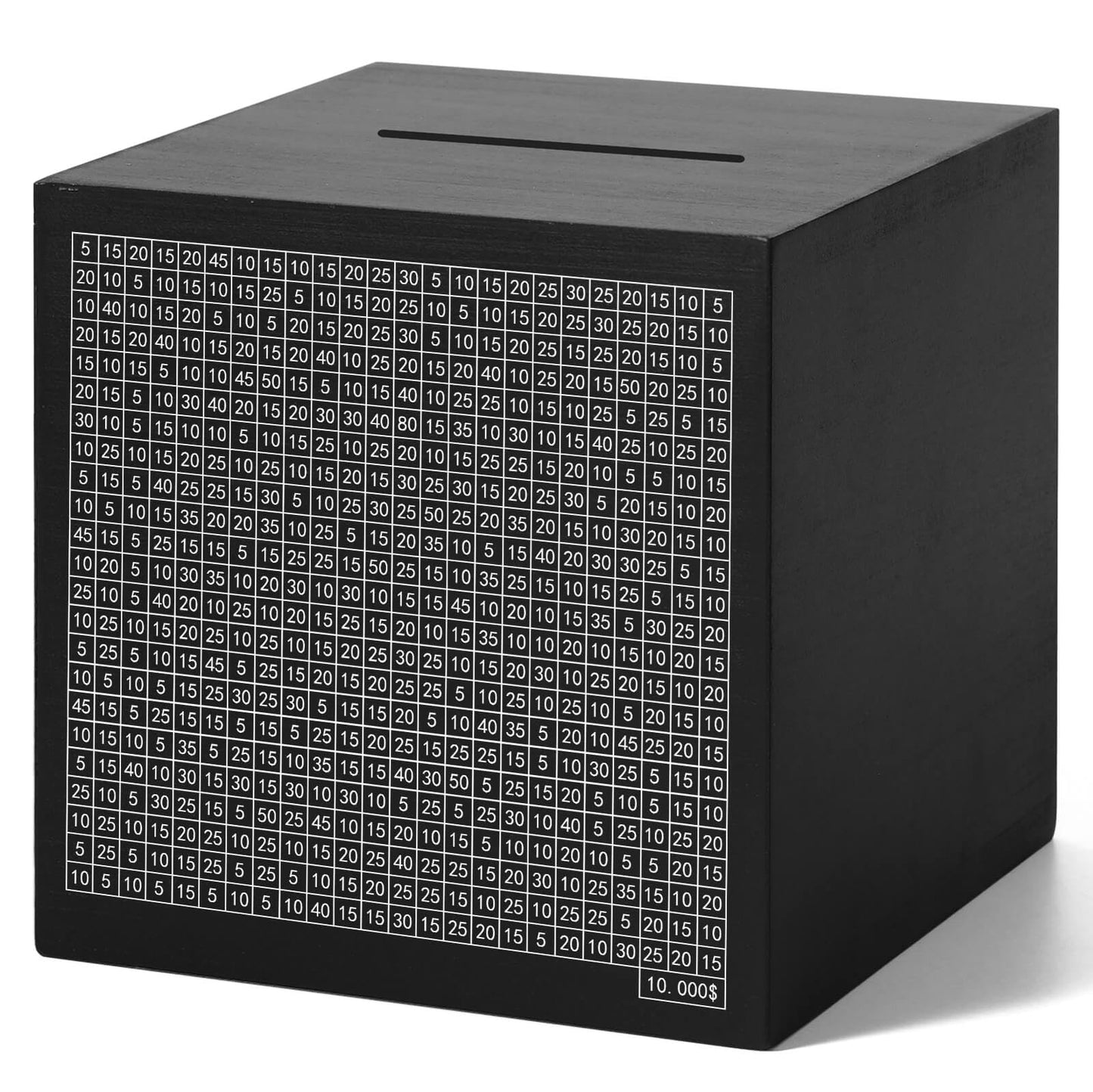 Hchangen Wooden Savings Challenge Box For Adults Kids, Wood Coin Piggy Bnak, Must Break To Open Money Box With Counter (Black, 7