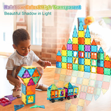NEOFORMERS Magnetic Tiles 96 Pcs 3D Building Blocks Educational Toys Assorted Colors for Kids Ages 3+