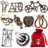 9 PCS Metal Brain Teaser Puzzles Logic Metal Puzzle for mature-themed Toy Lock Puzzles Gift for mature-themedsTeenagers (9 PCS Edition X)