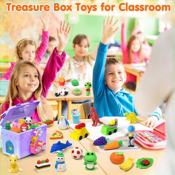 Palmatte 140Pcs Mini Animal Erasers For Kids Bulk, Cute Desk Pets Kids Prizes Treasure Box Toys For Classroom Rewards Back To School Supplies, Random 3D Puzzle Erasers Kids Party Favors Goodie Bags