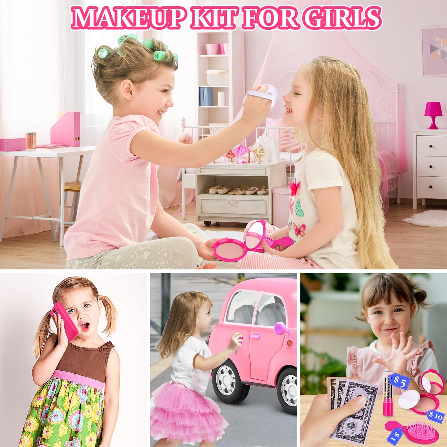 Gjzz Play Purse For Little Girls Toys - Toddler Purse Set Pretend Play Makeup Toys For 3 4 5 6 7 Year Old Girls, Kids Toy Purse