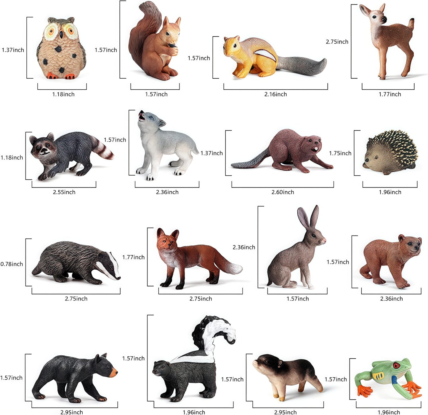 Gemini&Genius 16Pcs Woodland Animal Baby Toys, Soild Plastic Forest Animals Educational Toy Figures, Cake Toppers Cupcake Toppers And Gifts For Kids