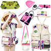 Kidz@Play Pink Bug Hunting Kit - Vest, Hat, Binoculars, Net, Container & More - Perfect for Kids' Outdoor Adventures, Small Size