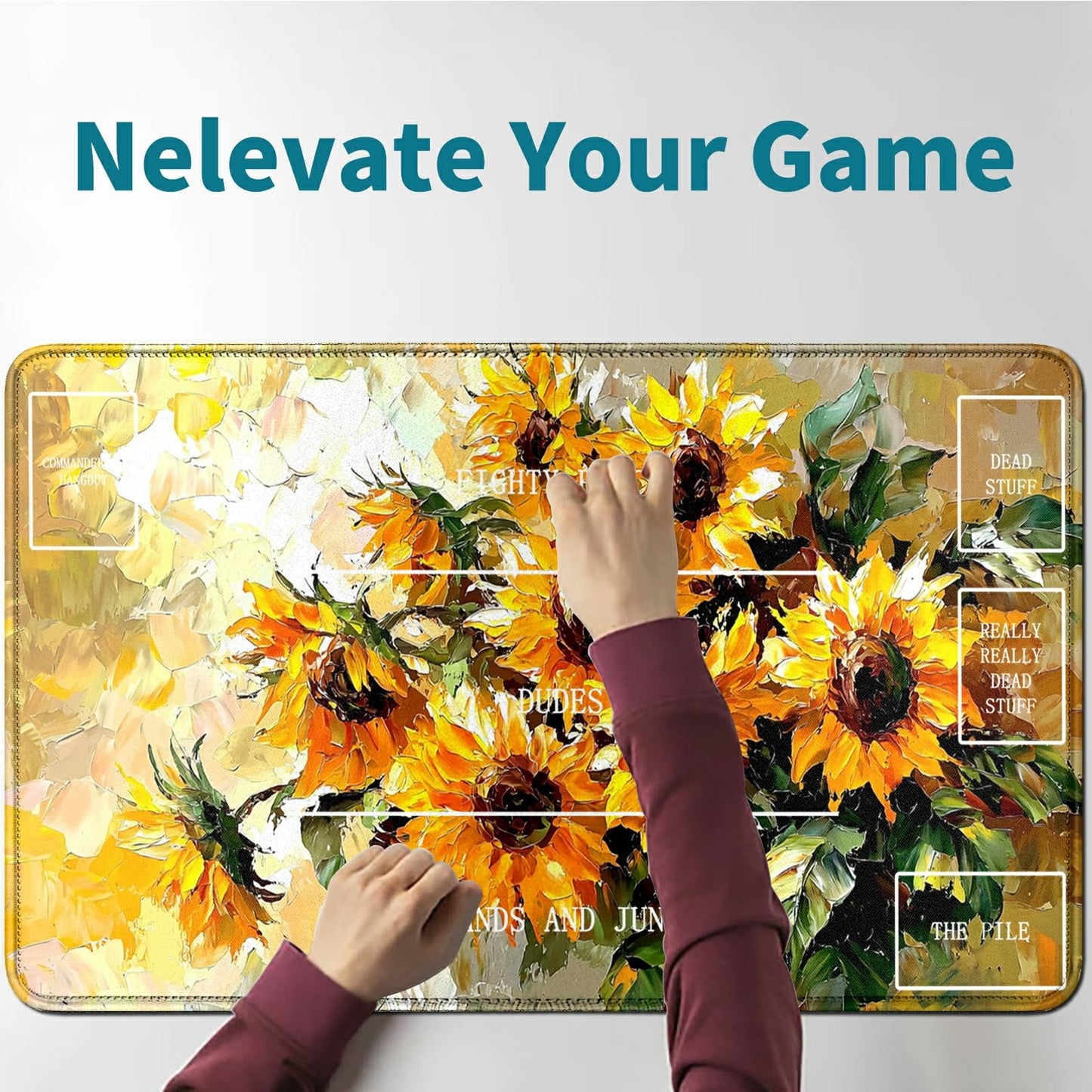 Rwutytiul Yellow Sunflower Card Playmat 24 X 14 Inch With Tube Bag, Card Gameplay Desk Mat For Commander Deck, Mtg, Rpg, Ccg, Tc