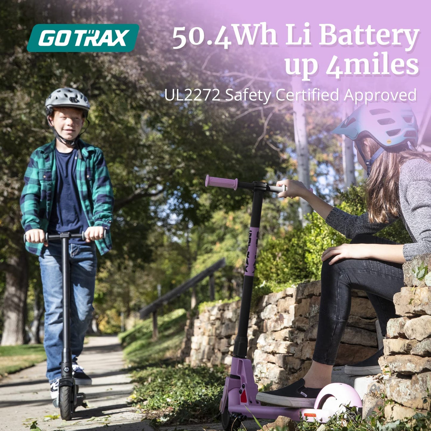 Gotrax GKS Electric Scooter for Kid Ages 6-12, Max 4 Miles Range and 7.5 Mph Speed, 6 Solid Rubber Wheels UL2272 Certification,