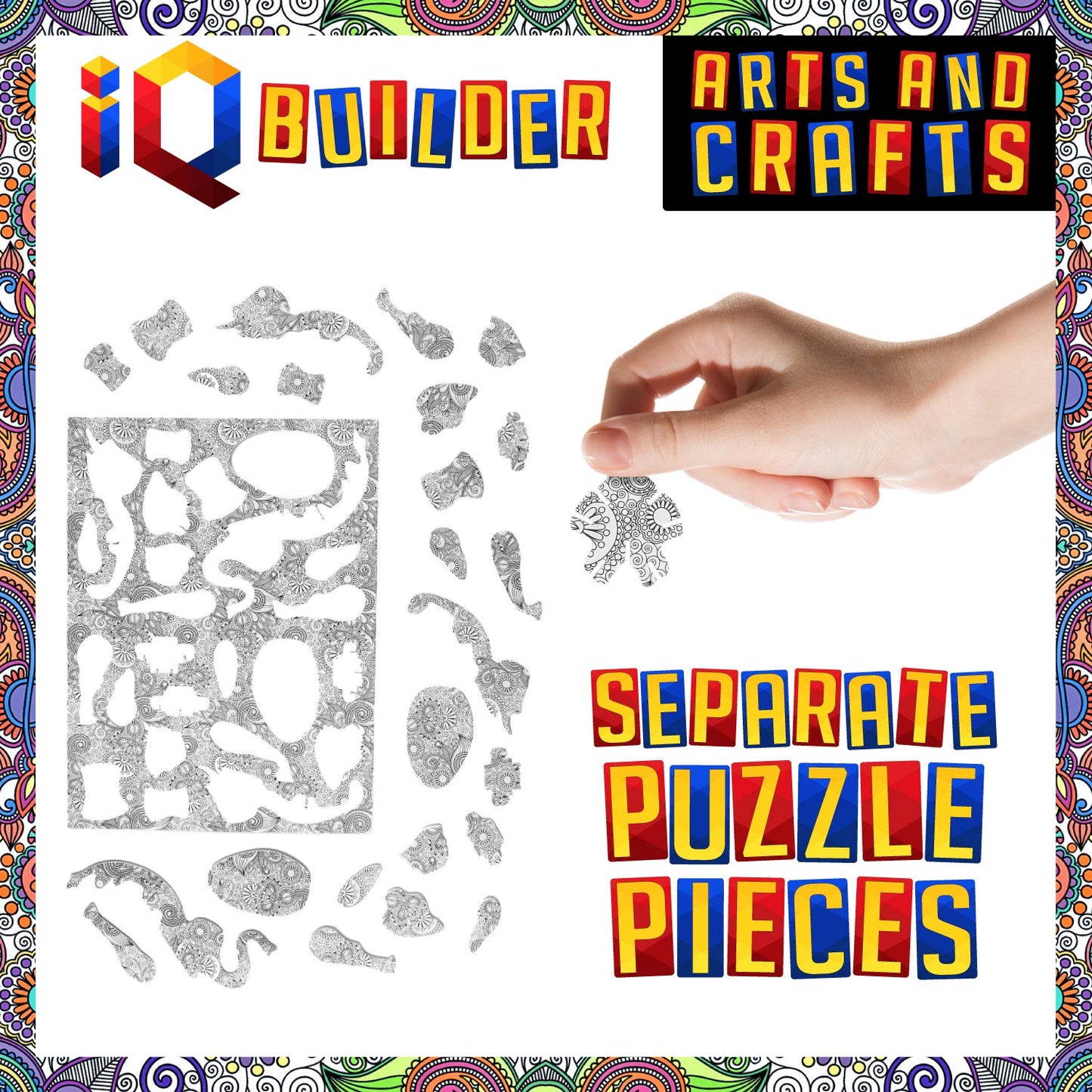 Iq Builder | Arts And Crafts For Girls Age 12 Year Old And Up | 3D Art Coloring Painting Animal Puzzle Set | Fun Creative Diy Toys | Family Craft Kit With Supplies | Best Toy Gift For Kids